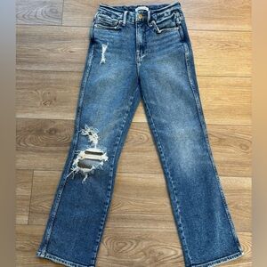Good American Blue Distressed Straight Leg Jeans